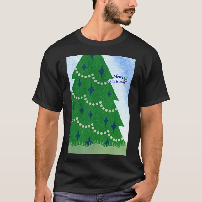 Camiseta Feliz Árbol De Navidad Y Holly Con Berries Y Sn (Anverso)
