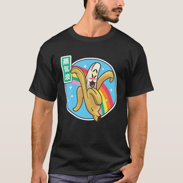 Camiseta Feliz arcoiris bananero al estilo japonés Vaporwa  (Anverso)