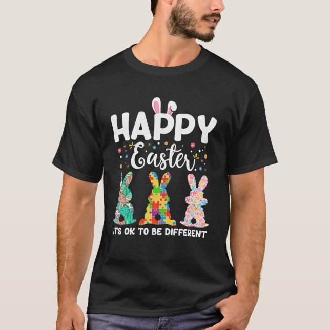 Camiseta Feliz Autismo De Semana Santa Concienciación Está  (Anverso)