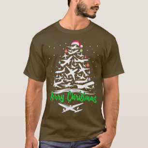 Camiseta Feliz avión navideño de navidad avión de árbol de