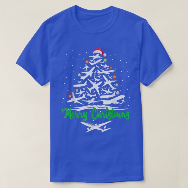Camiseta Feliz avión navideño de navidad avión de árbol de  (Diseño del anverso)