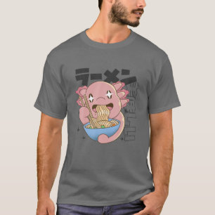 Camiseta Feliz Axolotl Comer Ramen Japón Estilo Kawaii Anim