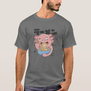 Camiseta Feliz Axolotl Comer Ramen Japón Estilo Kawaii Anim