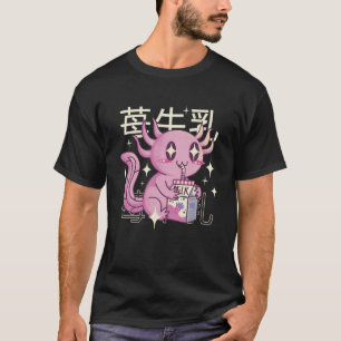 Camiseta Feliz Axolotl Con Fresa Leche Al Estilo Japonés Ot