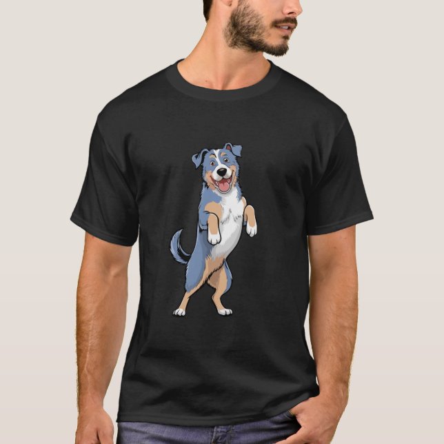 Camiseta Feliz azul Heeler perro mamá papá Familia Matar Gu (Anverso)