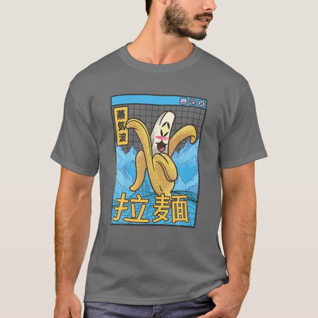 Camiseta Feliz Banana Digital Japan Style Otaku Vaporwa de  (Anverso)