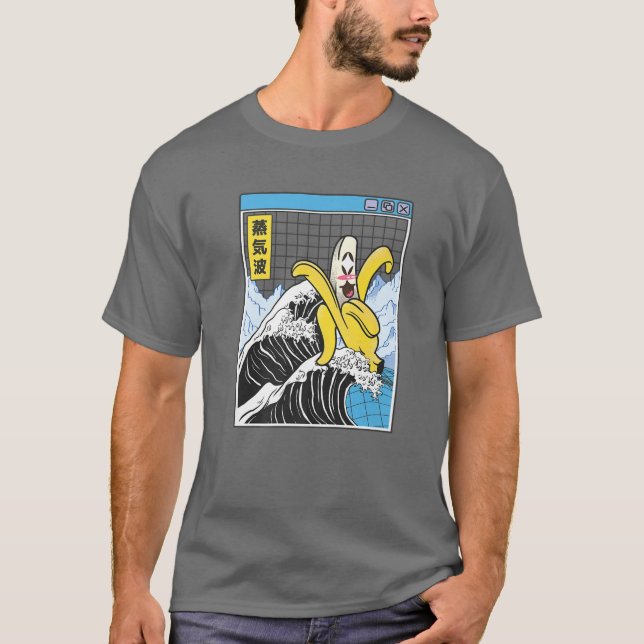 Camiseta Feliz Banana Kanagawa Wave Grid Landscape Digital (Anverso)