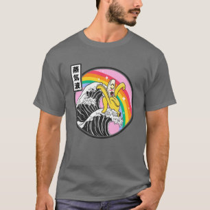 Camiseta Feliz Banana Surfing Kanagawa Wave Kawaii Anime Va
