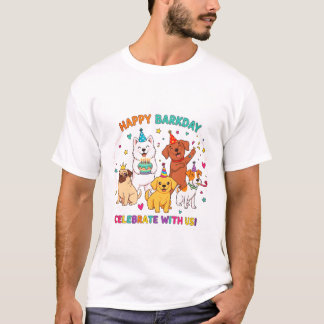Camiseta Feliz Barkday Funny Dog Fiesta Tee