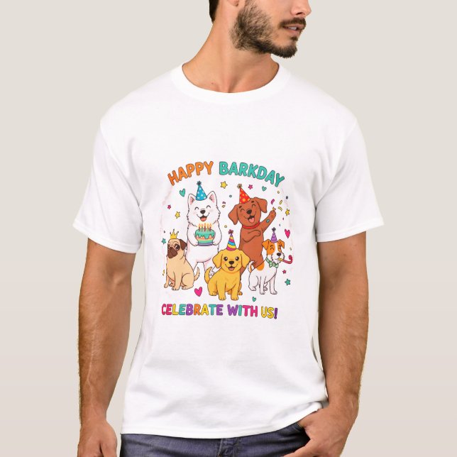 Camiseta Feliz Barkday Funny Dog Fiesta Tee (Anverso)