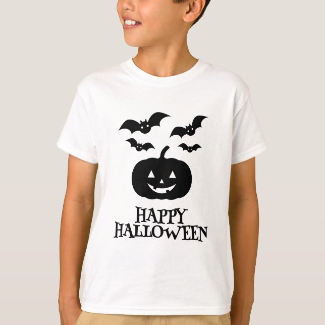 Camiseta Feliz Bate de Calabaza de Halloween Mínimo (Anverso)