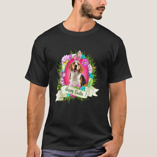 Camiseta Feliz Beagle De Pascua Con Guay De Huevos De Areja (Anverso)
