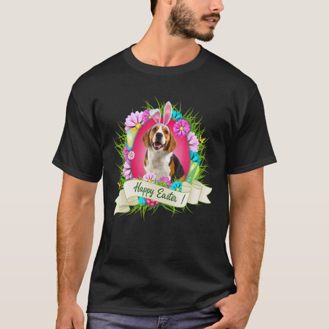 Camiseta Feliz Beagle De Pascua Con Guay De Huevos De Areja (Anverso)