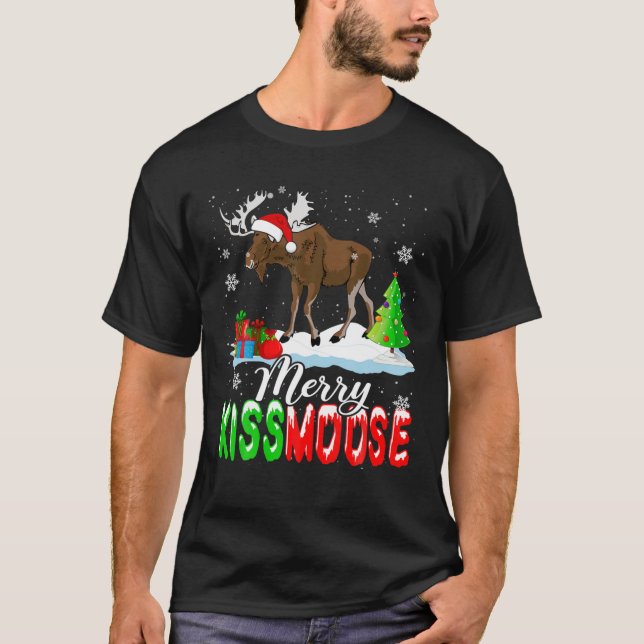Camiseta Feliz beso de Feliz Navidad Beso de Moose Santa Mo (Anverso)