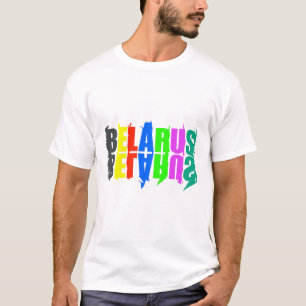 Camiseta Feliz Bielorrusia y coloridas cartas