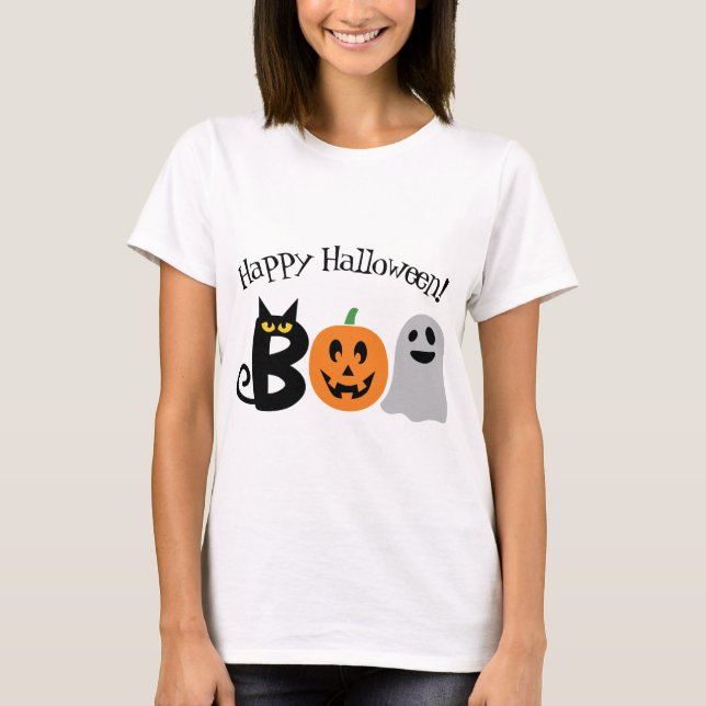 Camiseta Feliz Boo T-Shirt de Halloween (Anverso)