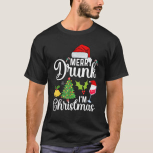 Camiseta Feliz Borracho soy Navidades Santa Chiste Cerveza 