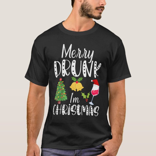 Camiseta Feliz Borracho soy Navidades Santa Chiste Cerveza  (Anverso)