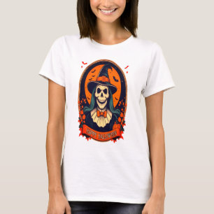 Camiseta Feliz bruja craneal de Halloween malvada