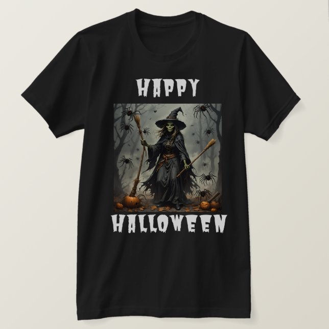 Camiseta Feliz Bruja de Halloween (Anverso del diseño)