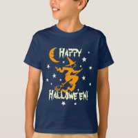 Feliz Bruja de Halloween en la luna Naranja de las