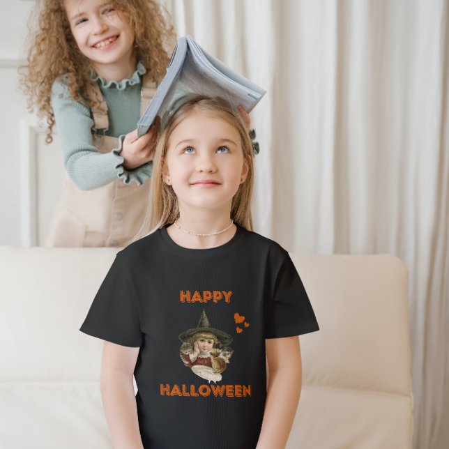 Camiseta Feliz bruja vintage de Halloween con gatitos (Subido por el creador)