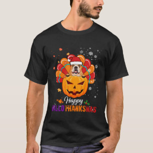 Camiseta Feliz Bulldog de Acción de Gracias de Halloween Sa