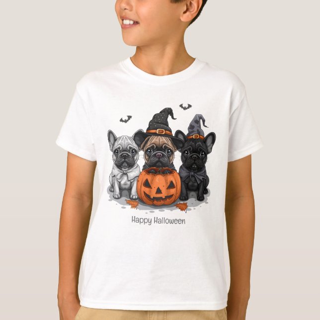 Camiseta Feliz Bulldog francés de Halloween (Anverso)