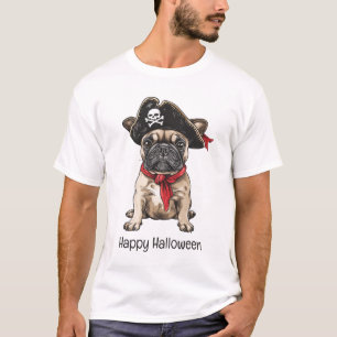 Camiseta Feliz Bulldog francés pirata de Halloween