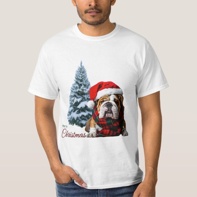Camiseta Feliz Bulldog navideño (Anverso)