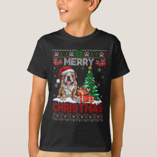Camiseta Feliz Bulldog navideño Perro Amantes Familia Feo X