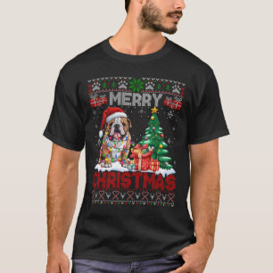 Camiseta Feliz Bulldog navideño Perro Amantes Familia Feo X