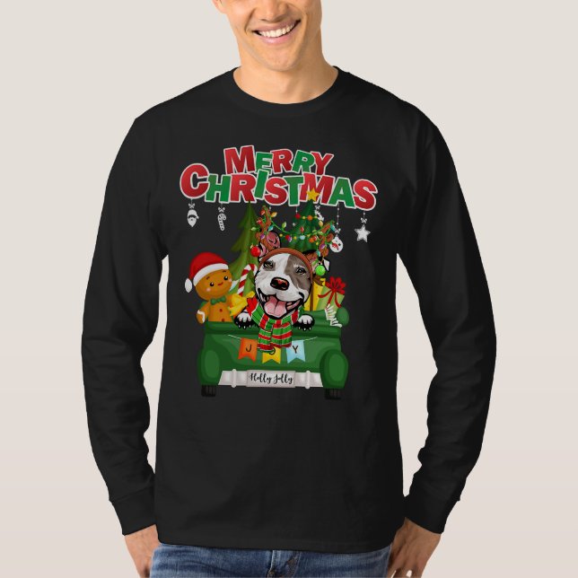 Camiseta Feliz Bulldog navideño reno (Anverso)