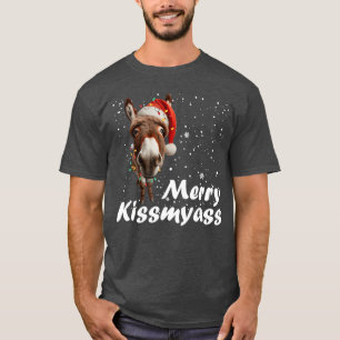 Camiseta Feliz burro besami culo sarcástico Navidad diverti
