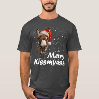 Camiseta Feliz burro besami culo sarcástico Navidad diverti