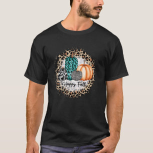 Camiseta Feliz Calabaza de Cuero de Leopardo de Otoño Día d