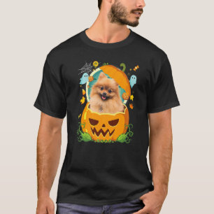 Camiseta Feliz Calabaza de Halloween Pomeranian Dog Witch C