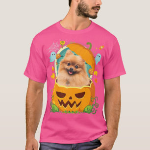 Camiseta Feliz Calabaza de Halloween Pomeranian Dog Witch C