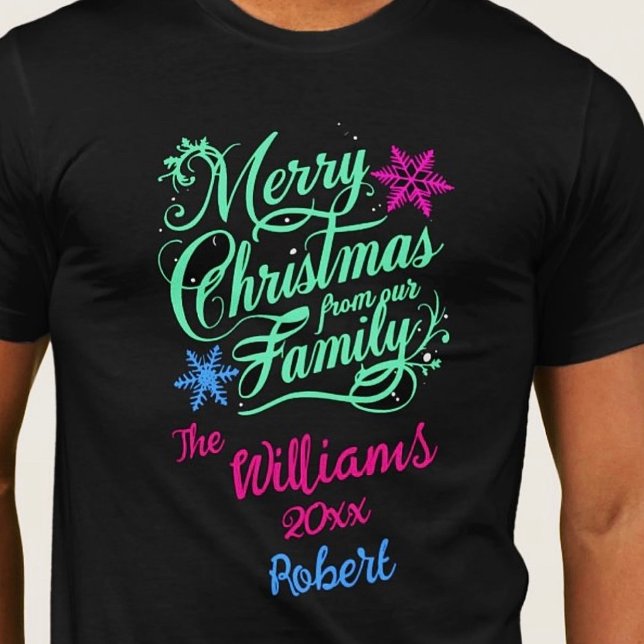 Camiseta Feliz caligrafía navideña elegante (Subido por el creador)