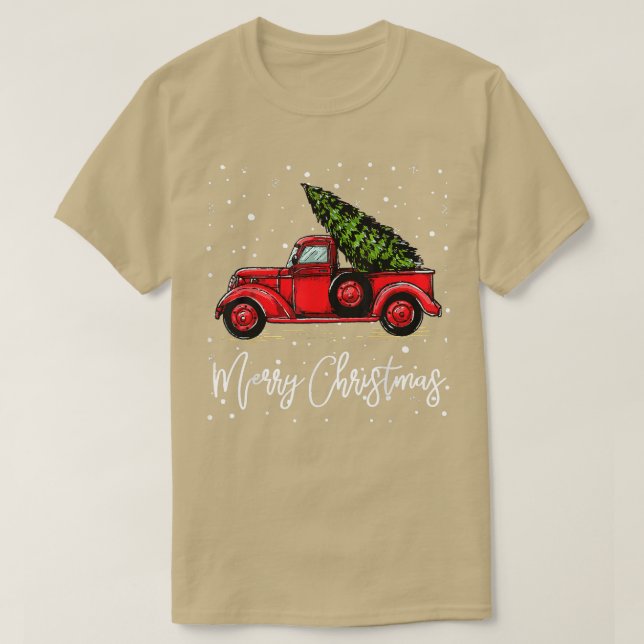 Camiseta Feliz Camión De Navidad Rojo Con Árbol Gracioso De (Diseño del anverso)