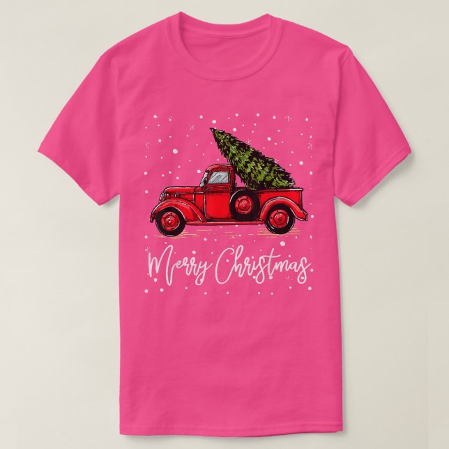 Camiseta Feliz Camión De Navidad Rojo Con Árbol Gracioso De (Diseño del anverso)