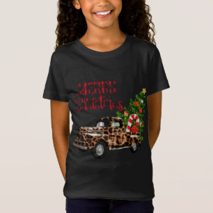 Camiseta Feliz Camión leopardo navideño con árbol