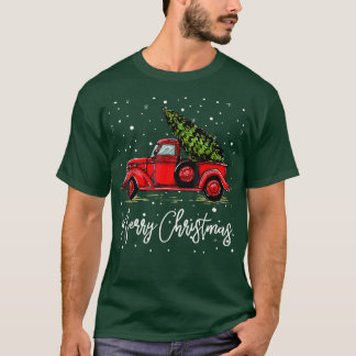 Camiseta Feliz Camión navideño Rojo Con Árbol De Navidad Pa