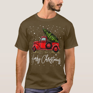 Camiseta Feliz Camión navideño Rojo Con Árbol De Navidad Pa