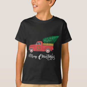 Camiseta Feliz Camión Rojo De Navidad Con Árbol De Navidad