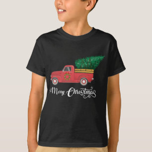 Camiseta Feliz Camión Rojo De Navidad Con Árbol De Navidad 