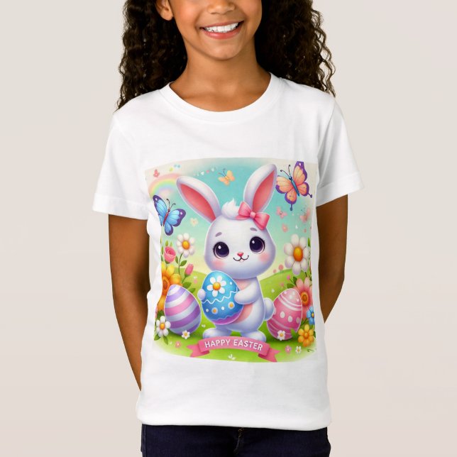 Camiseta Feliz camisón conejo de Pascua (Anverso)