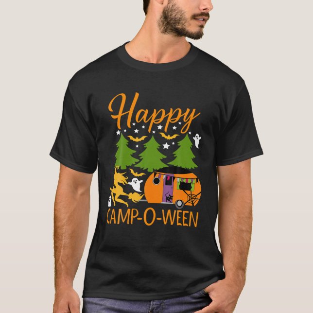 Camiseta Feliz campamento-O-Ween Halloween Camping Camper (Anverso)