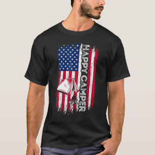 Camiseta Feliz Camper Bandera Americana Camping Hombres Sen
