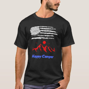 Camiseta Feliz Camper Bandera Americana Camping Hombres Sen